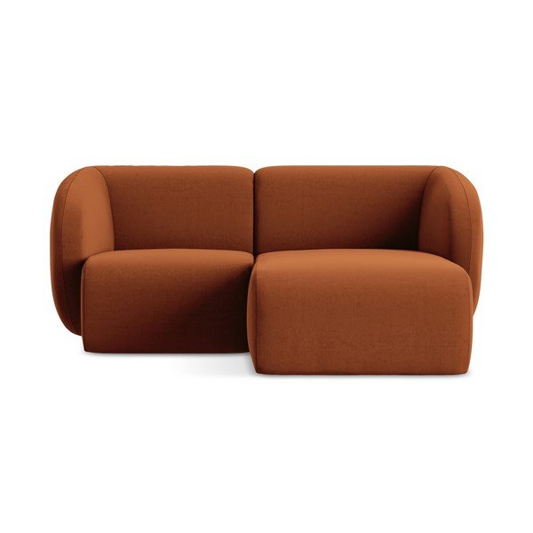 Sametová rohová pohovka v terakotové barvě (pravý roh/s lenoškou) Lani – Makamii