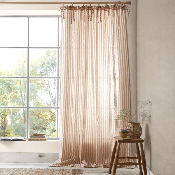 Záclona v terakotové barvě 140x183 cm Zanzibar Stripe – Pineapple Elephant-image-1