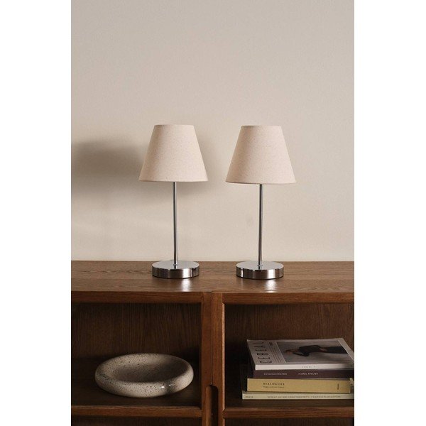 Béžová/v leskle stříbrné barvě látková stolní lampa (výška 39 cm) Lasse – Jotex-image-2