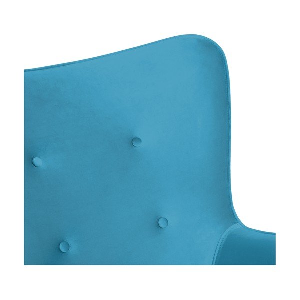 Akvamarínově modré křeslo a podnožka s podnoží v přírodní barvě Vivonita Cora Velvet-image-4