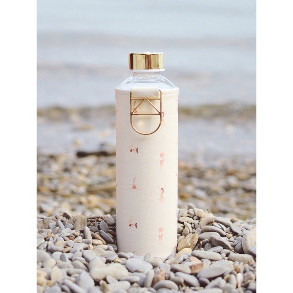 Béžová láhev z borosilikátového skla s obalem z umělé kůže Equa Mismatch Playa, 750 ml-image-1