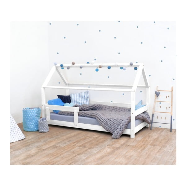 Bílá dětská postel s bočnicí ze smrkového dřeva Benlemi Tery, 80 x 190 cm