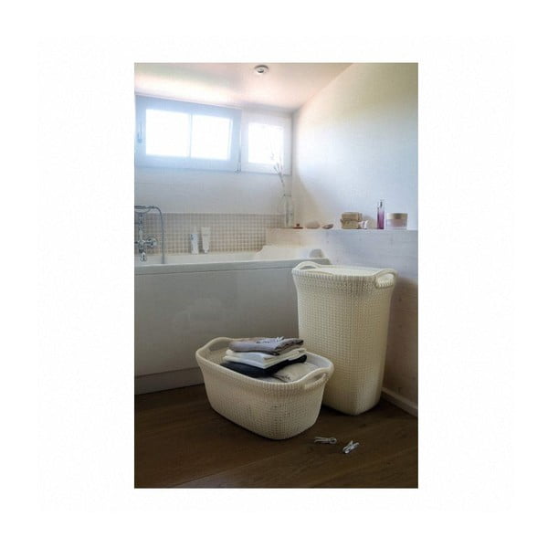 Krémový koš na čisté prádlo Curver Knit Lungo-image-2