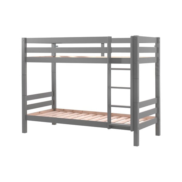 Šedá patrová dětská postel z borovicového dřeva s úložným prostorem PINO – Vipack-image-2