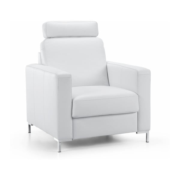 Bílé polohovací kožené křeslo s úložným prostorem Etap Sofa Basic