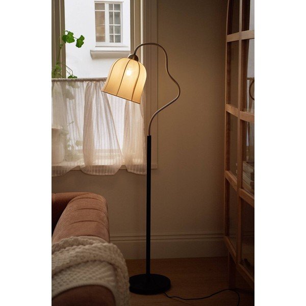 Bílá/černá látková stojací lampa (výška 150 cm) Bell – Ellos Home-image-1