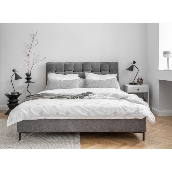 Šedá čalouněná dvoulůžková postel s roštem 180x200 cm Eve – Miuform-image-1