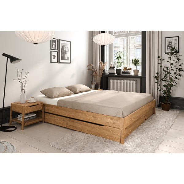 Dvoulůžková postel z dubového dřeva v přírodní barvě 160x200 cm Twig – The Beds-image-3