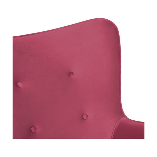 Růžovočervené křeslo a podnožka s podnoží v černé barvě Vivonita Cora Velvet-image-4