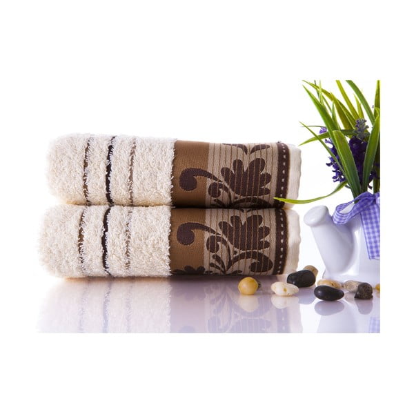 Set dvou ručníků Melodi Brown, 50x90 cm