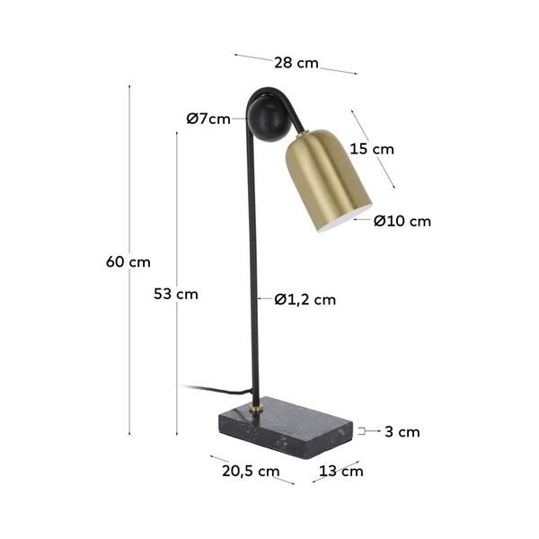 Stolní lampa v černo-zlaté barvě (výška 60 cm) Natsumi – Kave Home-image-4