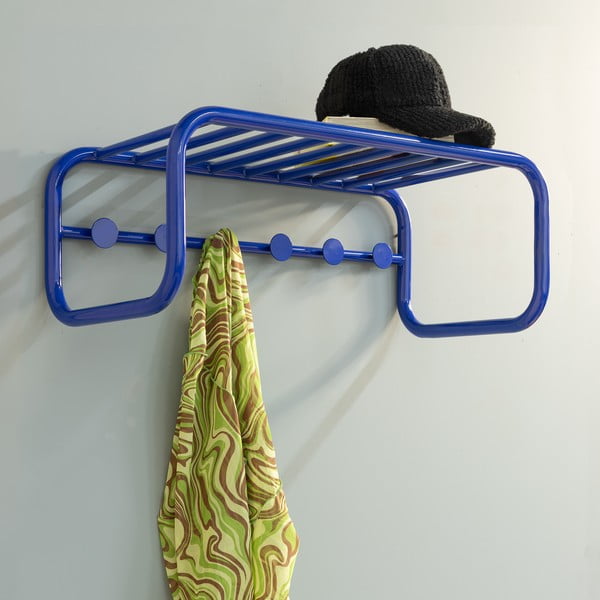 Modrý kovový nástěnný věšák s poličkou 72 cm Retro – Spinder Design-image-1