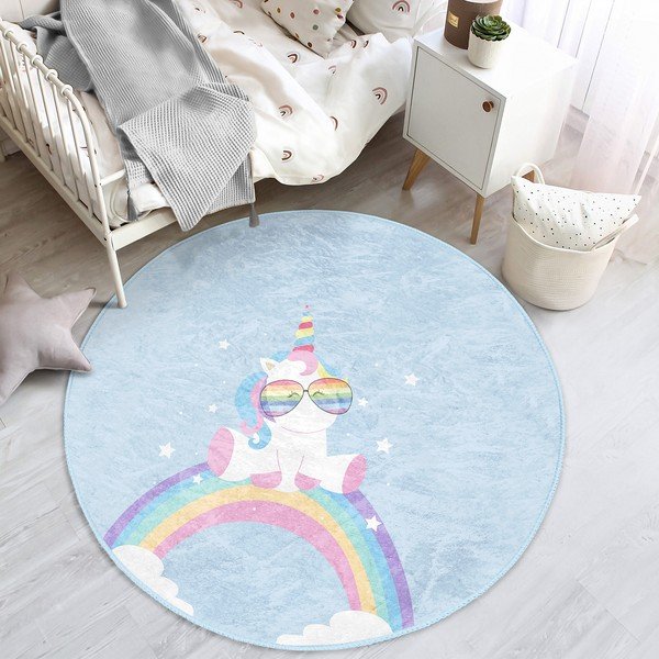 Světle modrý dětský koberec ø 80 cm Comfort – Mila Home-image-1