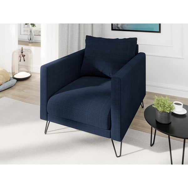 Tmavě modré žinylkové křeslo Freya – Ropez-image-3