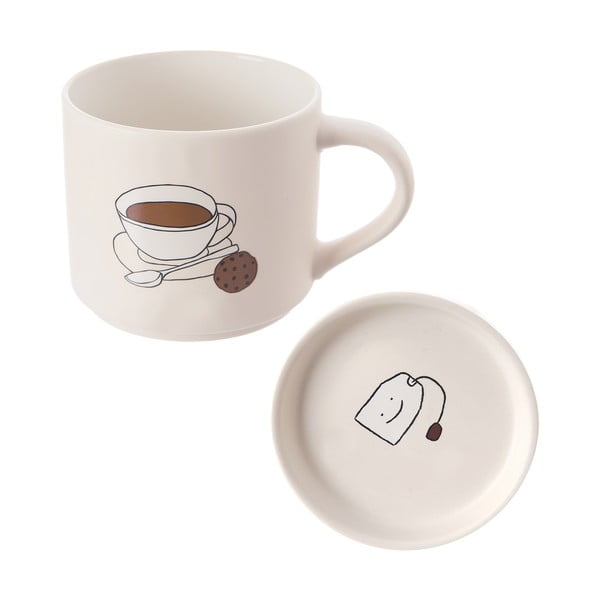 Bílý porcelánový hrnek s víčkem 450 ml – Orion