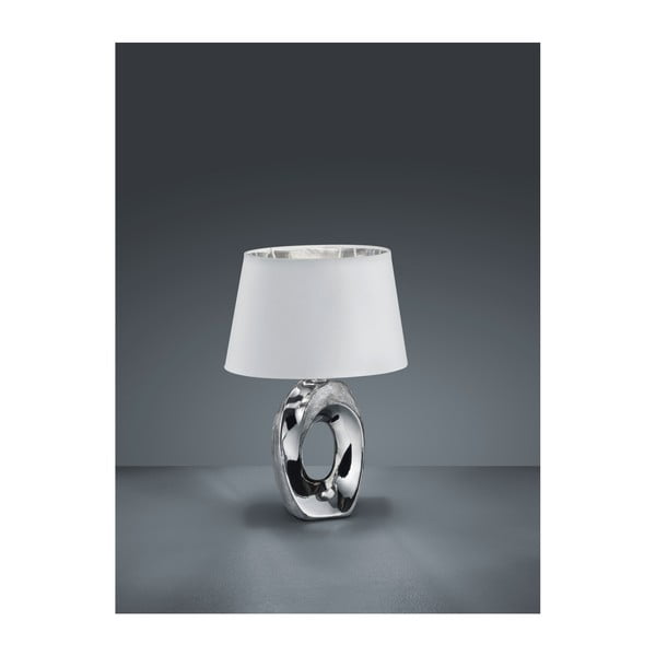 Stolní lampa v bílo-stříbrné barvě z keramiky a tkaniky Reality Taba, výška 33 cm-image-2
