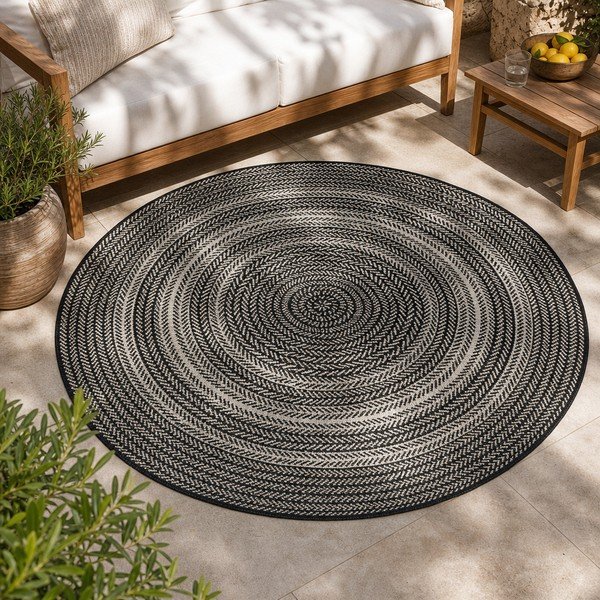Černý venkovní koberec Universal Silvana Rutto, ⌀ 120 cm-image-4