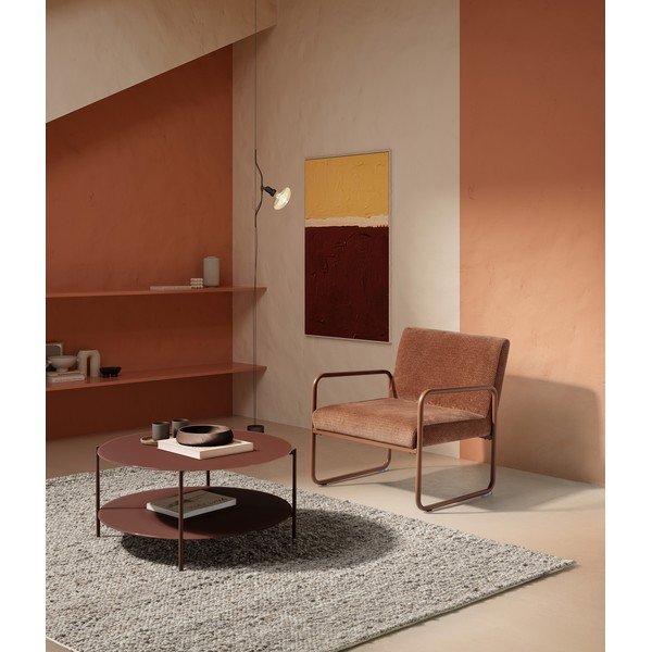 Kulatý konferenční stolek se skleněnou deskou v terakotové barvě ø 83 cm Davi – MOME-image-1