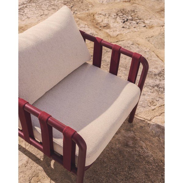 Červený/béžový hliníkový zahradní lounge set pro 4 osoby Omala – Kave Home-image-4