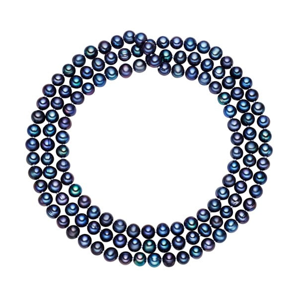 Modrý perlový náhrdelník The Pacific Pearl Company Chakra Pearls, délka 90 cm