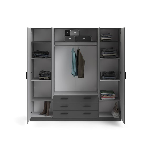 Tmavě šedá šatní skříň 196x200 cm Sprint – Tvilum-image-2