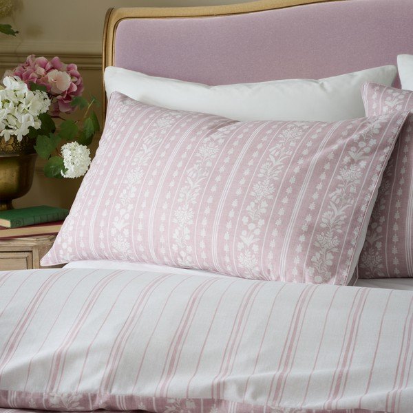 Bílo-růžové povlečení na jednolůžko 135x200 cm Regency Stripe – Catherine Lansfield-image-3