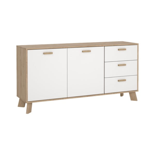 Bílá/v přírodní barvě komoda v dekoru dubu 147x73x39 cm Ikast – Tvilum-image-2