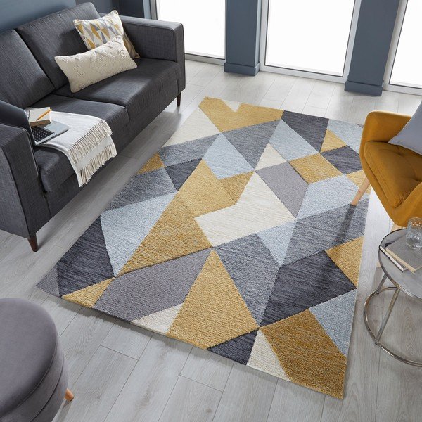 Šedo-žlutý koberec Flair Rugs Icon, 120 x 170 cm-image-4
