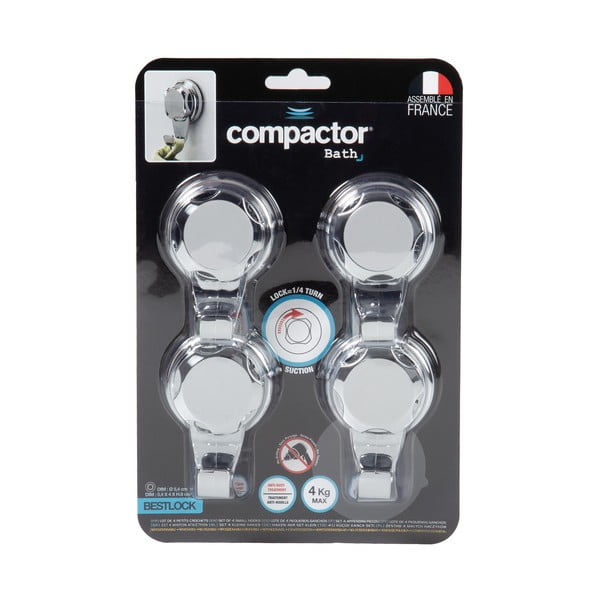 Samodržící kovové háčky ve stříbrné barvě v sadě 4 ks Bestlock Bath – Compactor-image-4