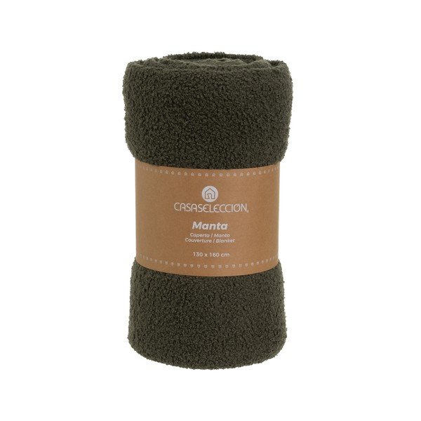 Zelená deka s beránkem 130x160 cm Sherpa Bouclé – Casa Selección-image-4