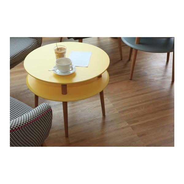 Grafitově šedý konferenční stolek s přírodními nohami Ragaba UFO, Ø 70 cm-image-3