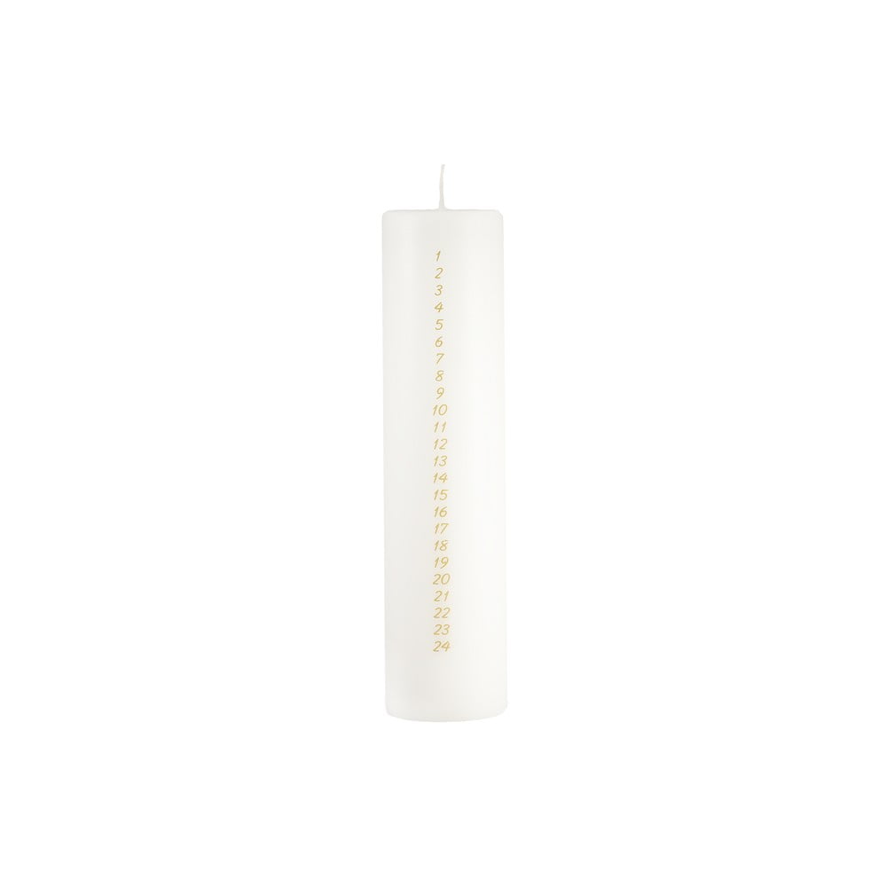 Bílá adventní svíčka s čísly Unipar, doba hoření 98 h