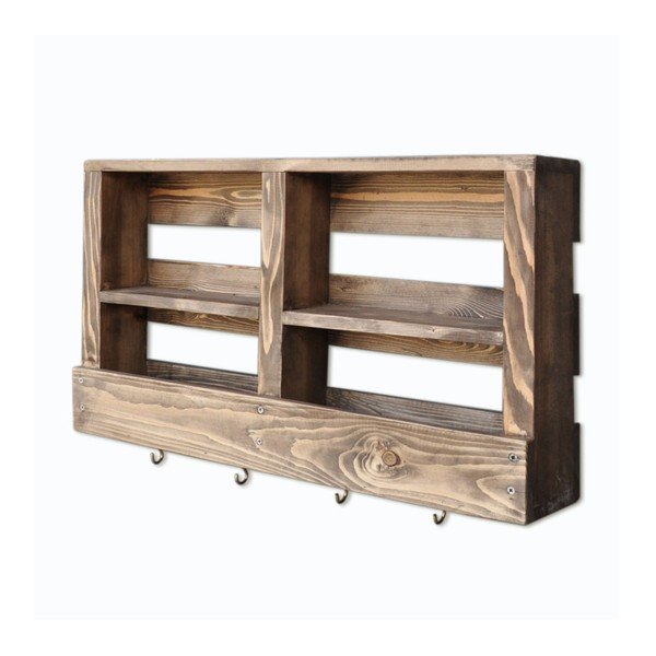 Dřevěná nástěnná police s háčky Ayako-image-2