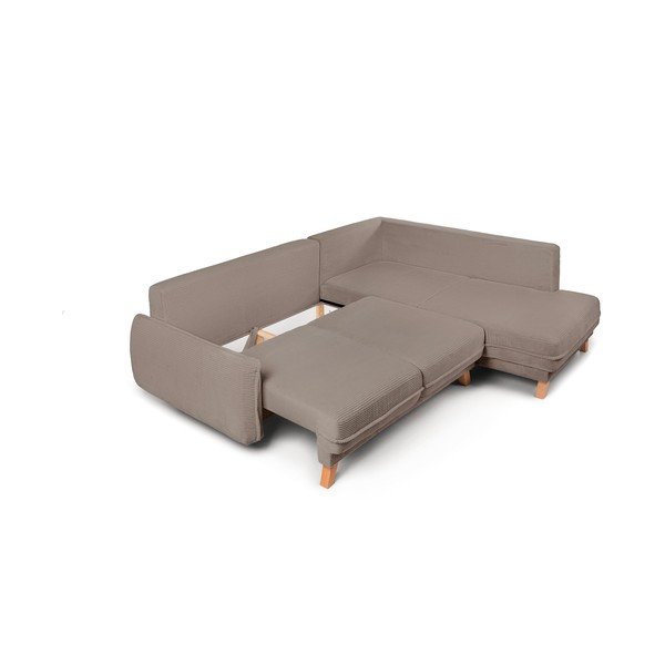 Taupe manšestrová rozkládací/s úložným prostorem rohová pohovka (levý roh/do L) Tori – Bonami Selection-image-2