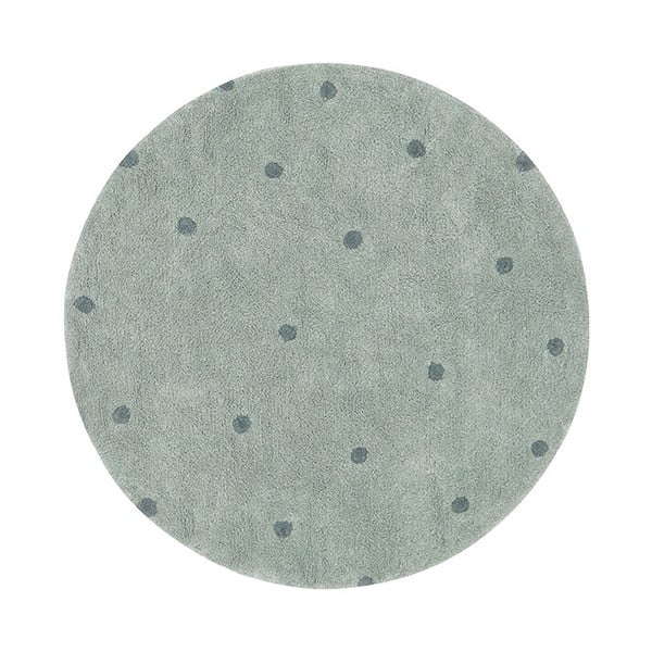 Světle zelený pratelný ručně tkaný bavlněný dětský koberec ø140 cm Round Dot Blue Sage – Lorena Canals