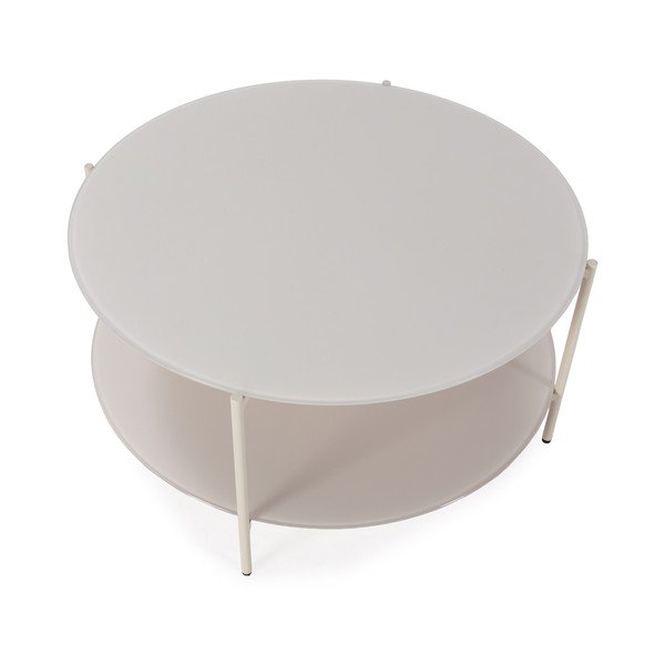 Krémový kulatý konferenční stolek se skleněnou deskou ø 83 cm Davi – MOME-image-2