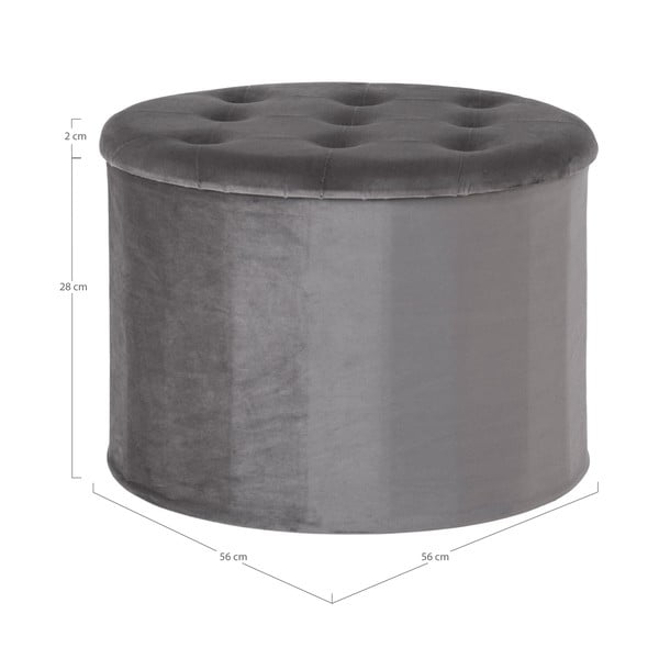 Tmavě šedý sametový taburet Turup - House Nordic-image-2