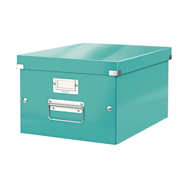 Zeleno-tyrkysový kartonový úložný box s víkem 28x37x20 cm Click&Store – Leitz