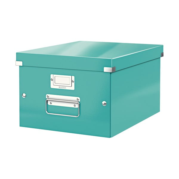 Zeleno-tyrkysový kartonový úložný box s víkem 28x37x20 cm Click&Store – Leitz