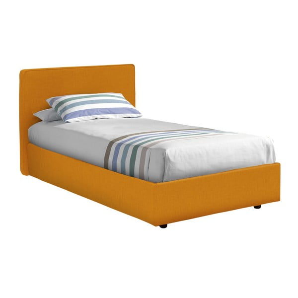Oranžová jednolůžková postel s úložným prostorem a matrací 13Casa Ninfea, 80 x 190 cm