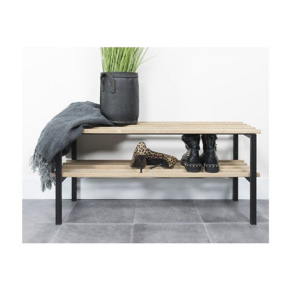 Černý/v přírodní barvě kovový botník 100x45x34 cm Rizzoli – Spinder Design-image-3