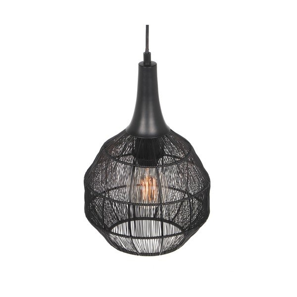 Matně černé závěsné svítidlo s kovovým stínidlem Soraya – Trio-image-1