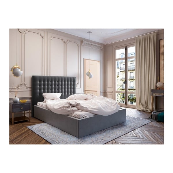 Tmavě šedé čelo postele se sametovým potahem Windsor & Co Sofas Apollo, 160 x 120 cm-image-3