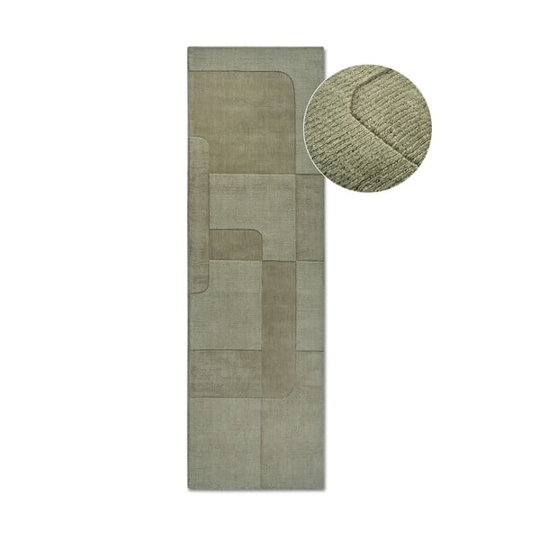 Zelený ručně tkaný vlněný běhoun 80x250 cm Charlotte – Villeroy&Boch