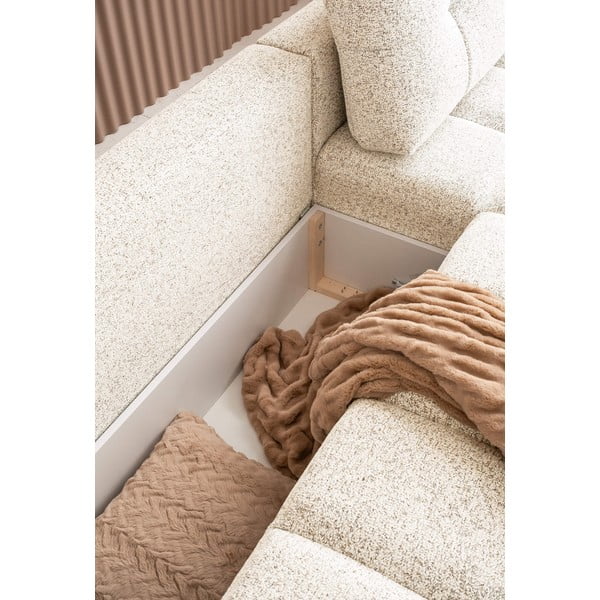 Krémová rozkládací modulární rohová pohovka s úložným prostorem (pravý roh) Lulu – Miuform-image-3