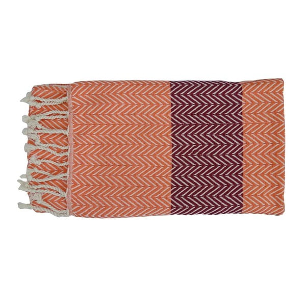 Oranžová ručně tkaná osuška z prémiové bavlny Homemania Damla Hammam, 100 x 180 cm