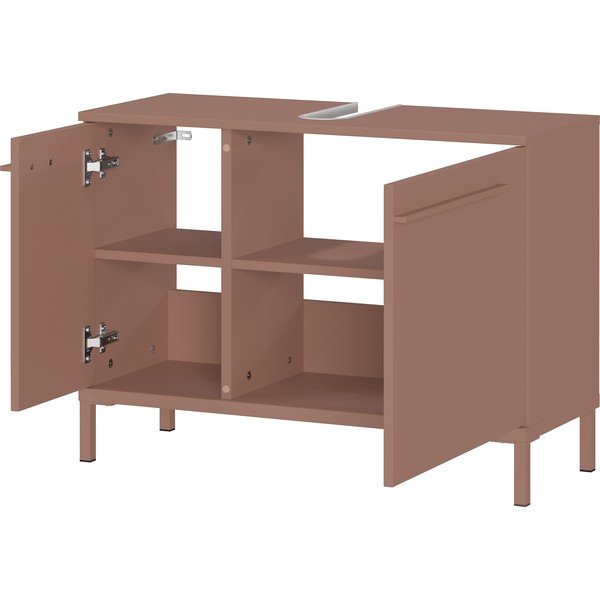 Hnědá matná skříňka pod umyvadlo 80x59 cm Laurino – Germania-image-3