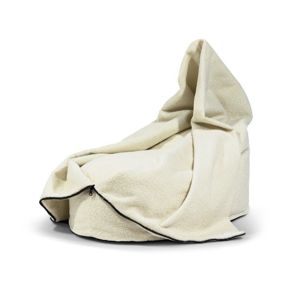 Krémový dětský sedací vak z textilie bouclé Cocoon 80 – SLOWDOWN-image-3