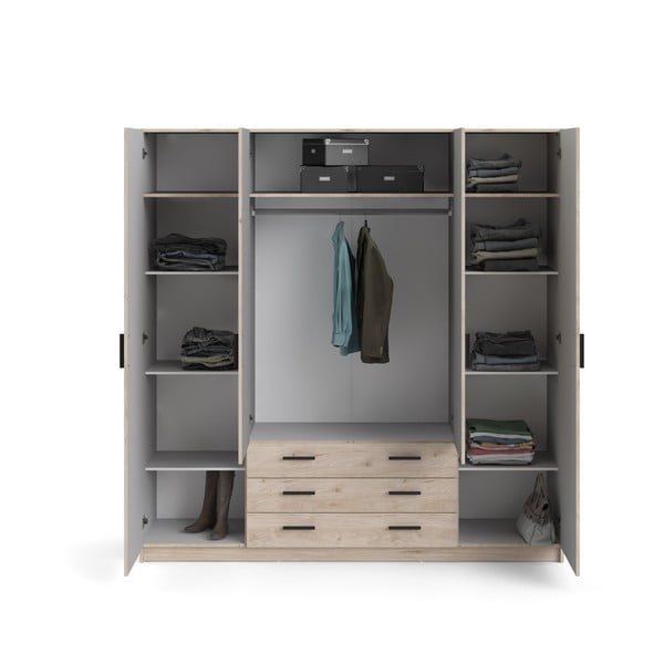 Šatní skříň v dekoru dubu v přírodní barvě 196x200 cm Sprint – Tvilum-image-3