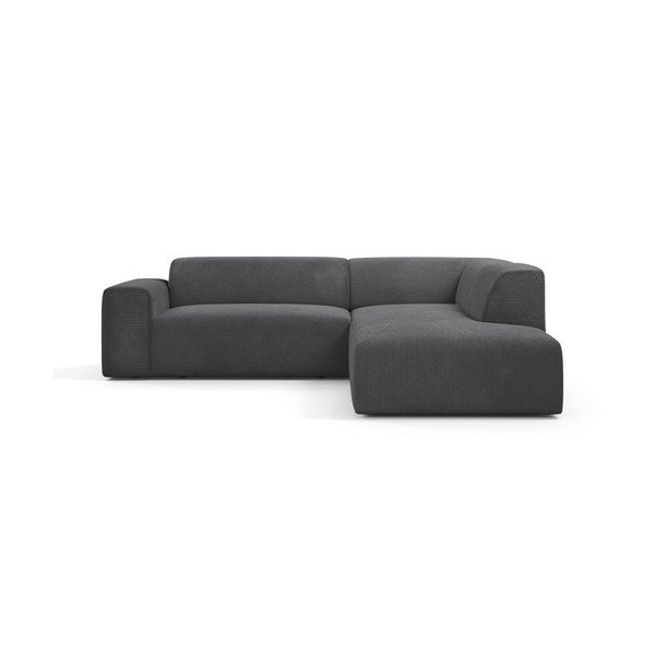 Antracitová manšestrová rohová pohovka Marie Claire Home Karen, 260 cm, pravý roh